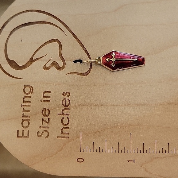 Goth Coffin Charm Drop Earrings, choice of color - Picture 4 of 7